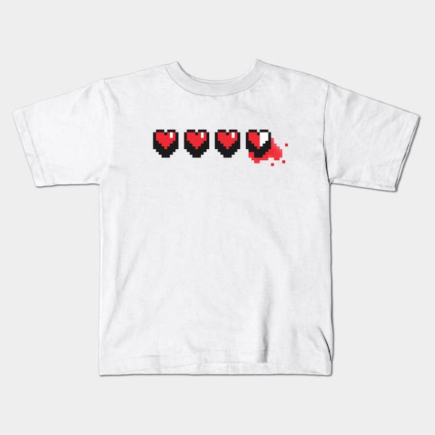 Heart Container T-shirt (8-bit hearts) Kids T-Shirt by ControllerGeek